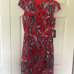 Vince Camuto Red Paisley Midi Dress